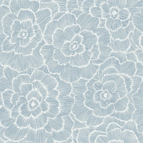 Periwinkle Grey Textured Floral Wallpaper