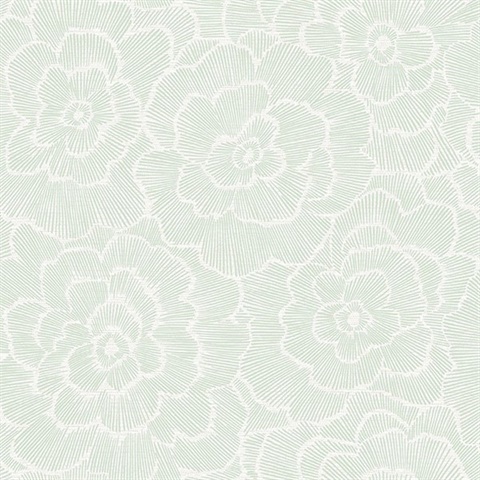 Periwinkle Light Green Textured Floral Wallpaper