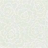 Periwinkle Light Green Textured Floral Wallpaper