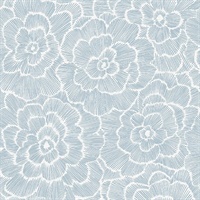 Periwinkle Blue Textured Floral Wallpaper