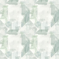 Perrin Sea Green Gem Geometric Wallpaper
