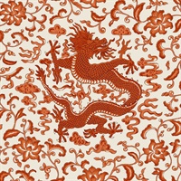 Persimmon Chi'en Dragon Scalamandre Self Adhesive Wallpaper