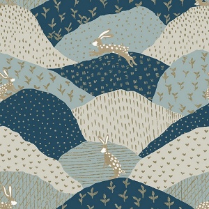 Peter Light Grey Rabbit Fields Wallpaper