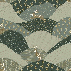 Peter Light Grey Rabbit Fields Wallpaper