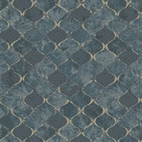 Pilak Blue Ogee Tile Wallpaper