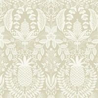 Pineapple Damask Linen Wallpaper