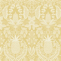 Pineapple Damask Yellow Wallpaper