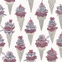 Pink Floral Ice Cream Peel & Stick Wallpaper