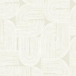 Piper Geometric Metallic Silver Sea & Black Wallpaper