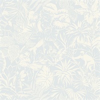Plumeria Aqua Floral Trail Wallpaper