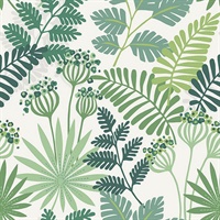 Praslin Green Botanical Wallpaper