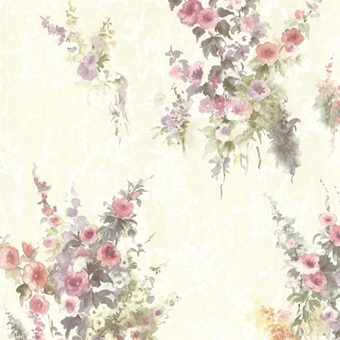 Quinn Purple Bouquet Floral Wallpaper