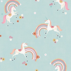 Rainbow Unicorn Blue Wallpaper