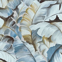 Ramsay Blue Banana Leaf Wallpaper