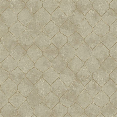 Rauta Gold Hexagon Tile Wallpaper