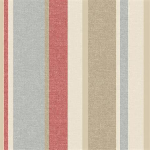 Raya Red Linen Stripe Wallpaper