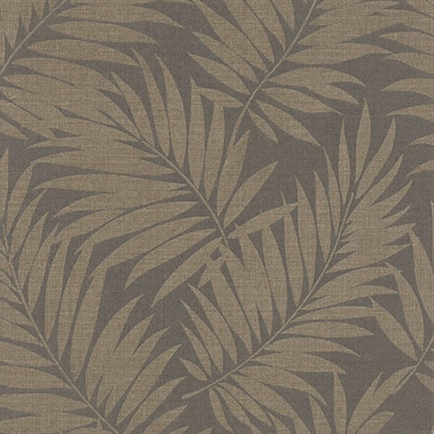 Regan Dark Brown Palm Fronds Wallpaper