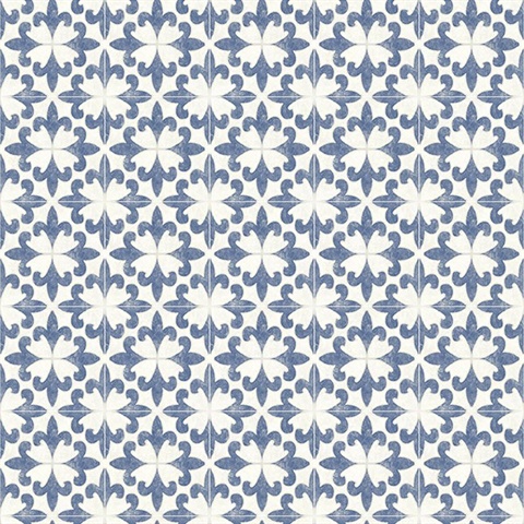 Remy Blue Fleur Tile Wallpaper