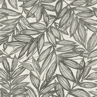 Rhythmic Charcoal Leaf Wallpaper