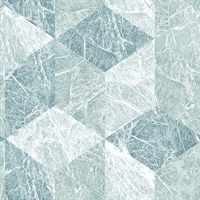 Rizzo Light Blue Geometric Stone Wallpaper