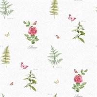 Rose Botanical Motif Wallpaper