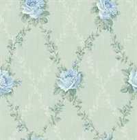 Rose Lattice Floral Wallpaper