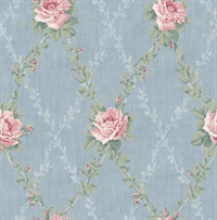Rose Lattice Floral Wallpaper
