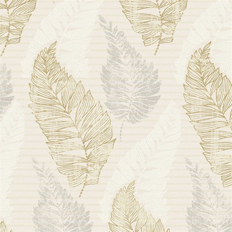 Rosemary Cream Leaf Wallpaper