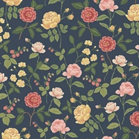 Roses Navy Wallpaper