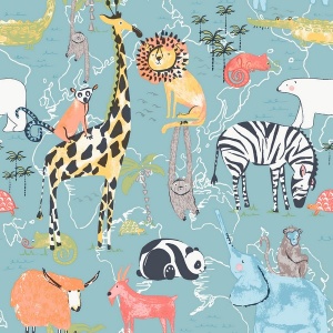 Safari Animals Beige Wallpaper