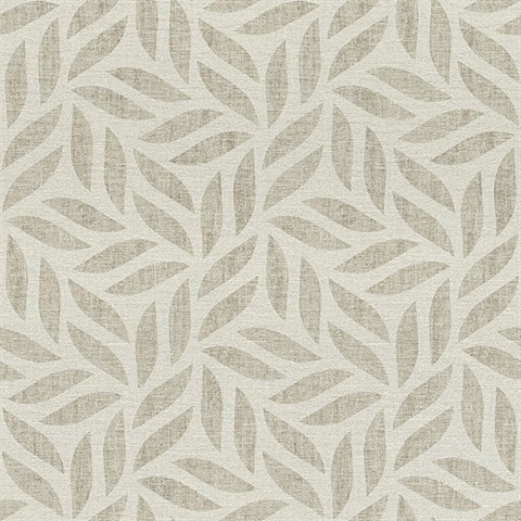 Sagano Light Grey Leaf Wallpaper