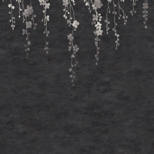Sakura Blooms Black Wall Mural
