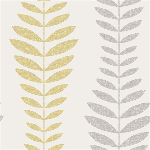 Sandnes Mustard Leaf Stripe Wallpaper