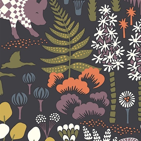 Hoppet Folk Multicolor Scandinavian Wallpaper