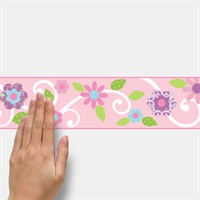 Scroll Floral Bdr.(Pink W/Wht)