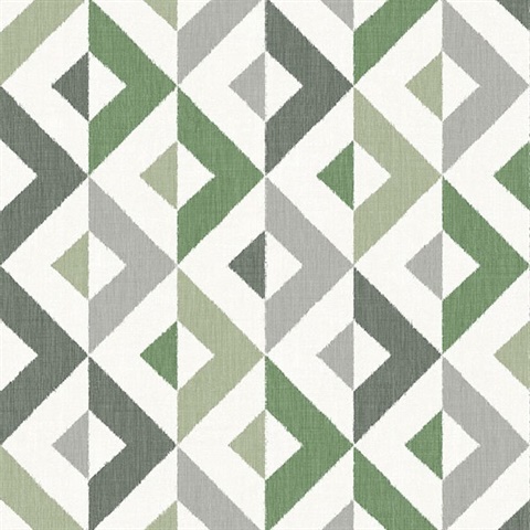 Seesaw Green Geometric Faux Linen
