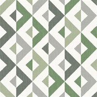 Seesaw Green Geometric Faux Linen