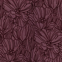 Selwyn Flock Burgundy Floral Wallpaper
