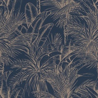 Serra Dark Blue Palm Wallpaper