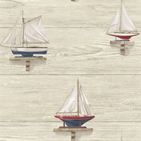 Set Sail Beige Wood Wallpaper