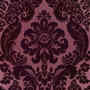 Shadow Blue Flocked Damask Wallpaper