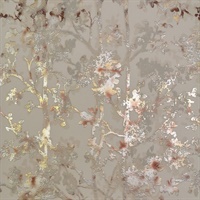Khaki & Multi Shimmering Foliage Wallpaper