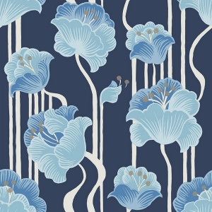 Shirley Neutral Deco Floral Peel & Stick Wallpaper