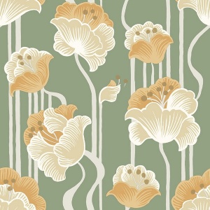Shirley Neutral Deco Floral Peel & Stick Wallpaper