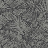 Silver & Black Palm Cove Toile Wallpaper