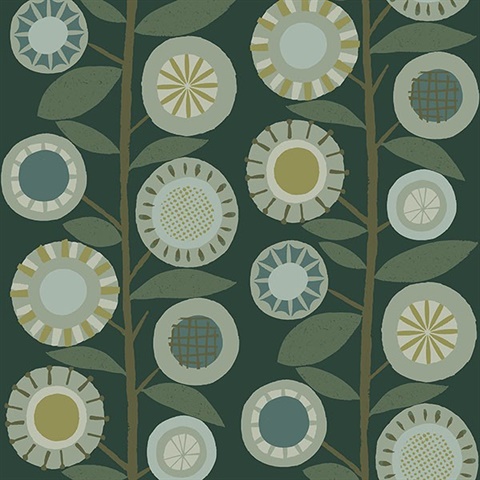 Sisu Evergreen Floral Geometric Wallpaper