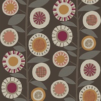 Sisu Rasberry Floral Geometric Wallpaper