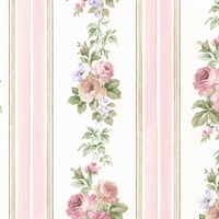 Small Rose Stripe Wallpaper