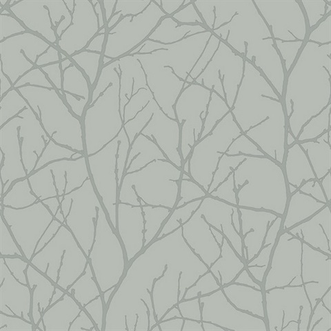 Smokey Blue & Silver Trees Silhouette Wallpaper