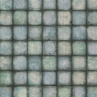 Soucy Blue Tiles Wallpaper